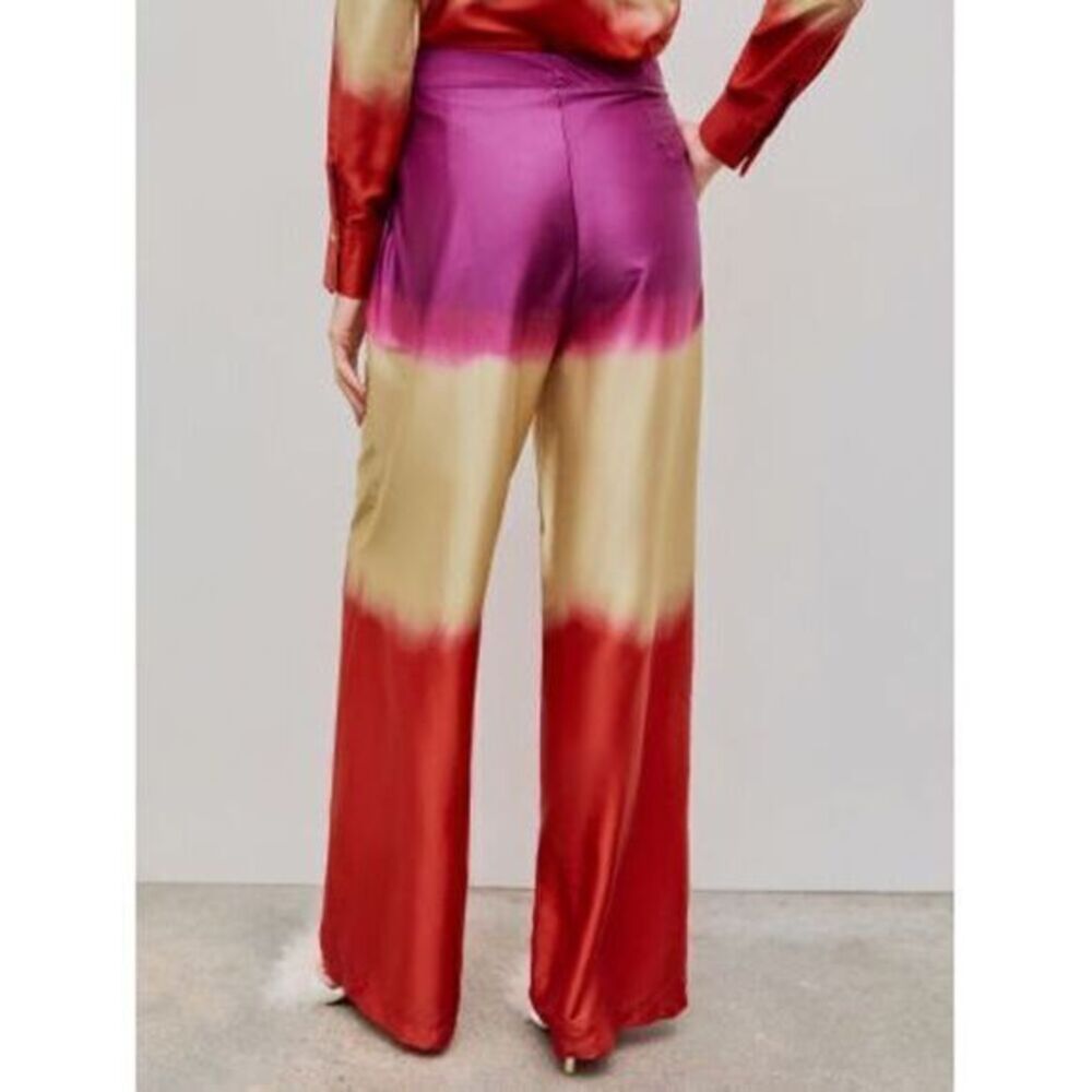 Micas Vibrant Ombre Wide Leg Tie‎ Dye Wide Leg Satin Trousers Size M - Picture 10 of 10